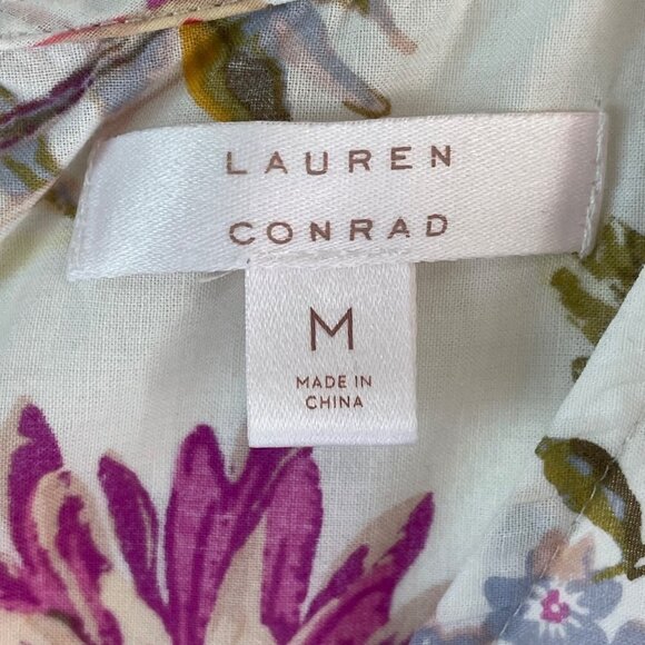 LC Lauren Conrad Floral Ruffle Trim Sleeveless Top Size Medium - Picture 8 of 12